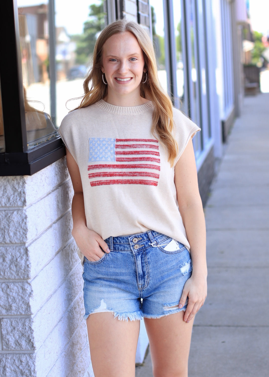 Vintage USA Flag Sweater Top