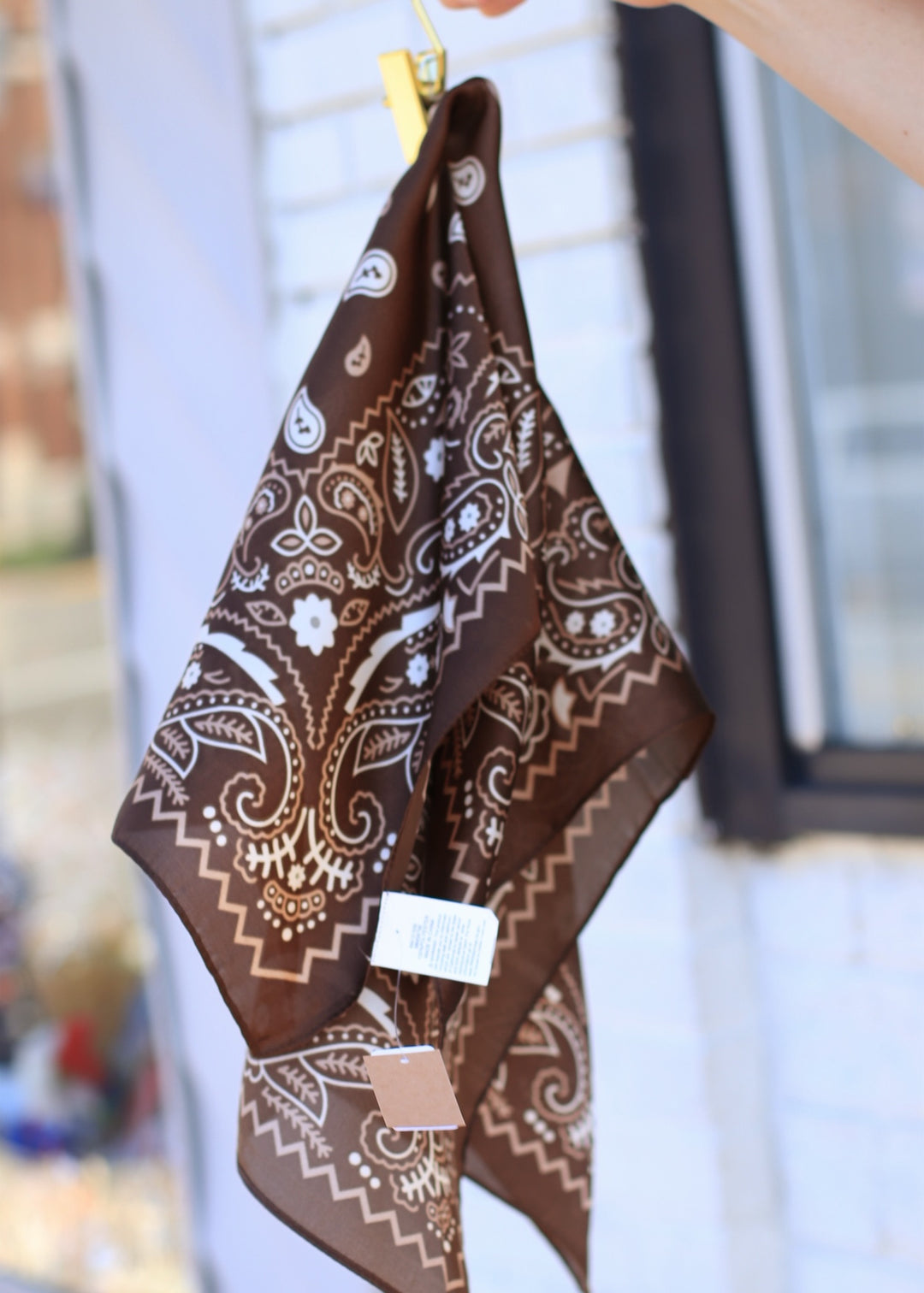Bandana Paisley Print Satin Square Scarf