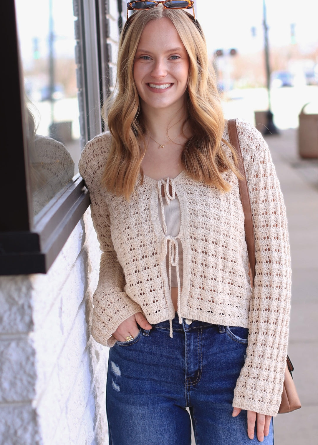 The Stevie Bow Cardigan — Natural