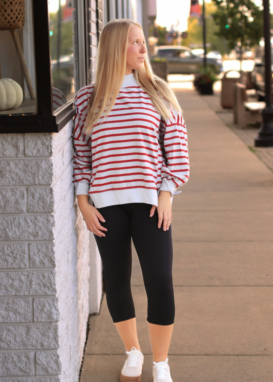 Striped Mock Neck Sweatshirt