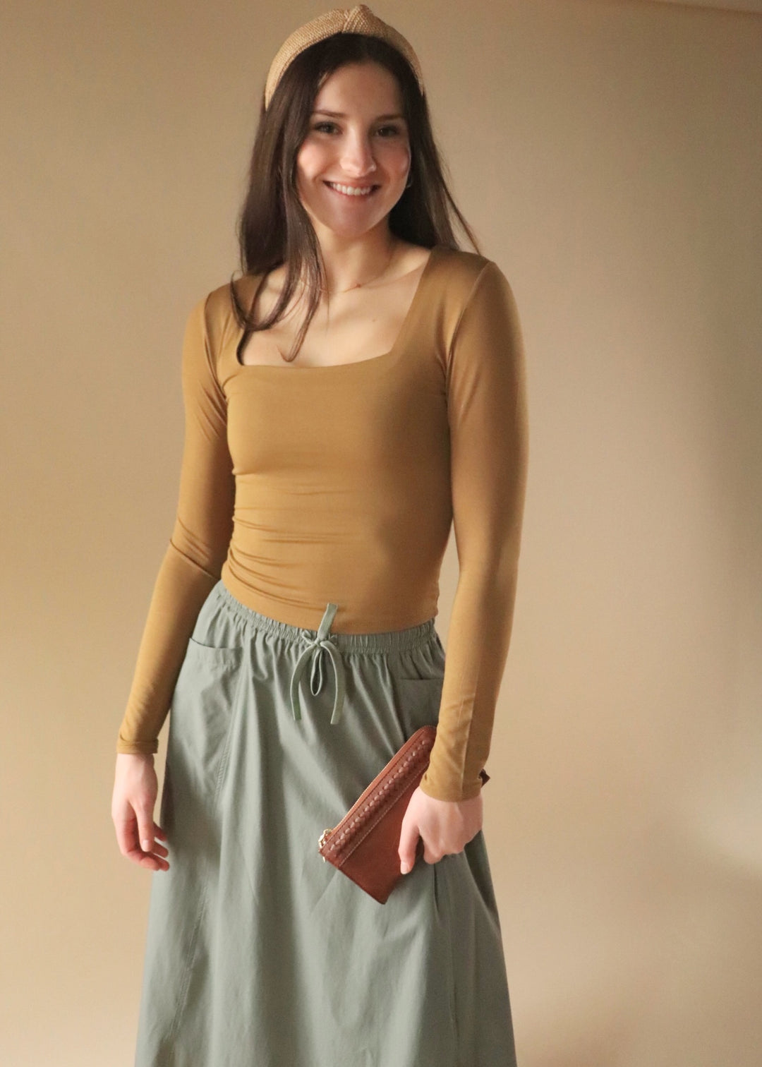 Basic Square Neck top in Barley