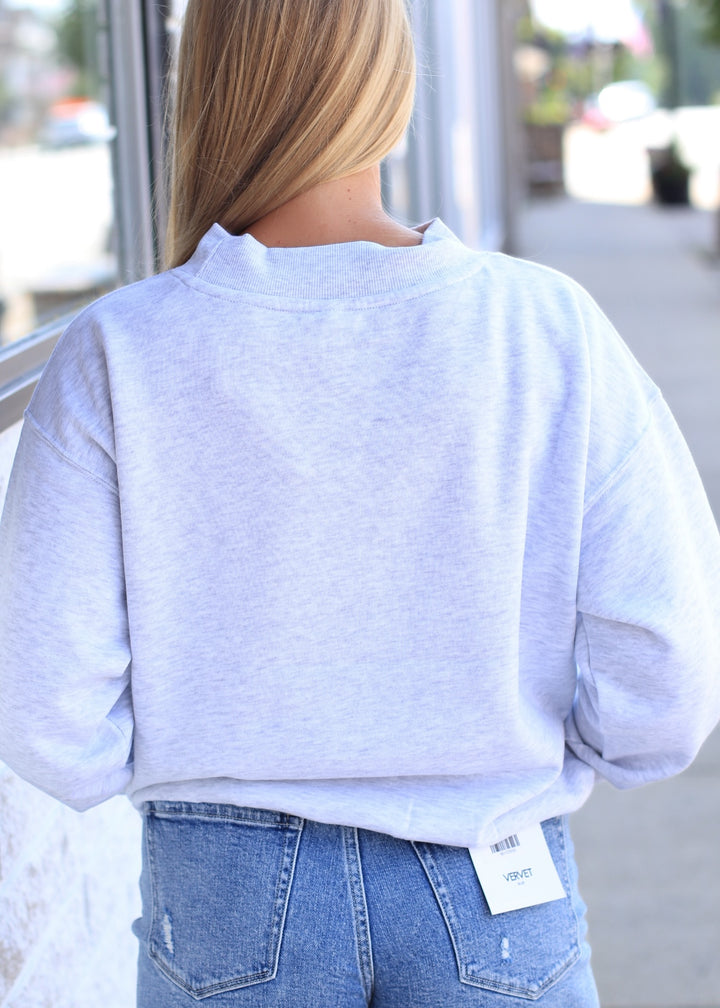 The Lake House Mockneck Sweatshirt in Ice Grey