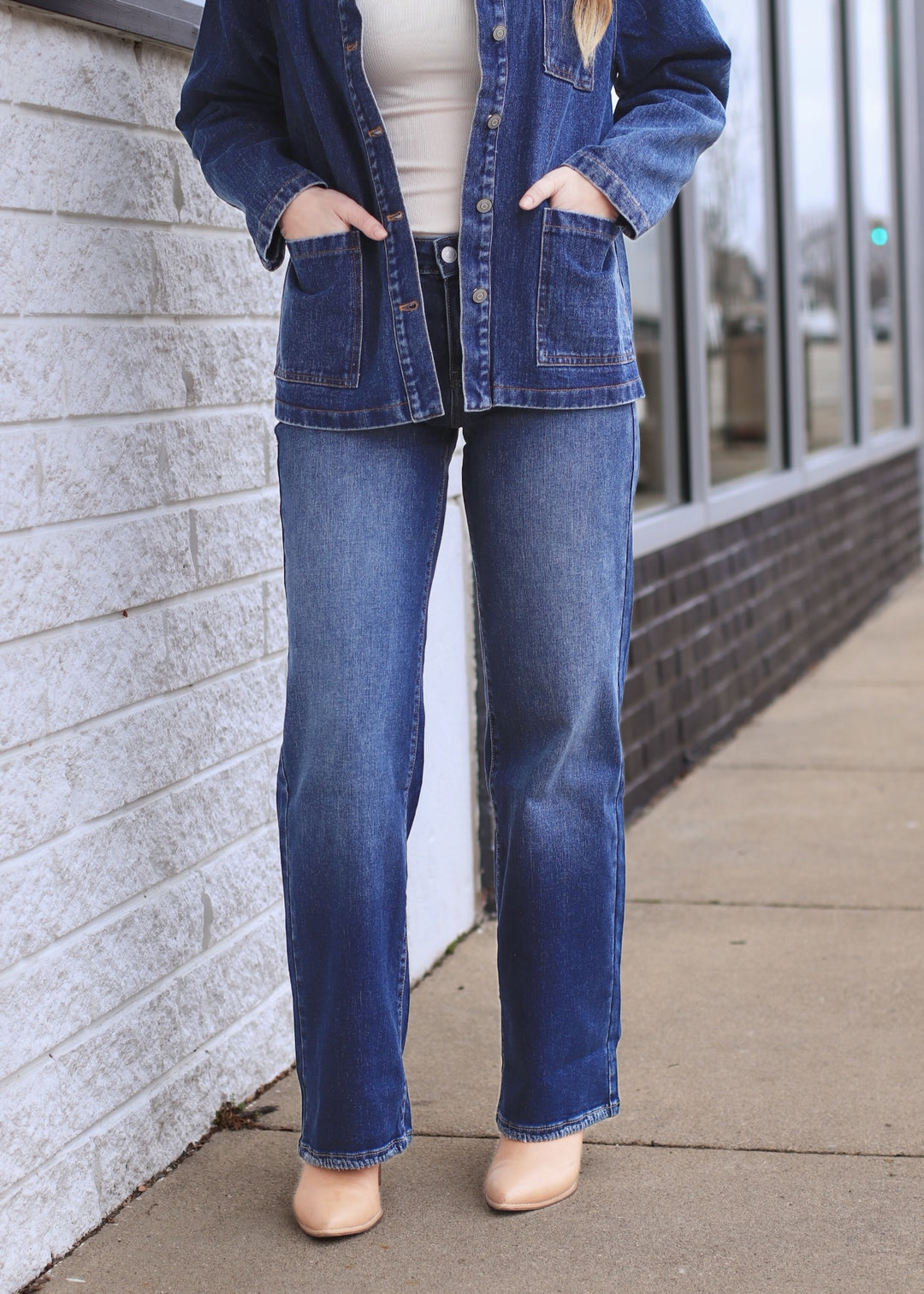 The Grindstone Mid Rise Wide Leg Jean
