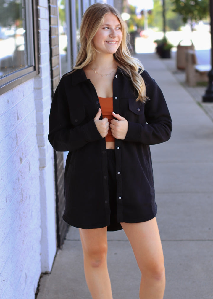 Malibu Evergreen Shacket in Black