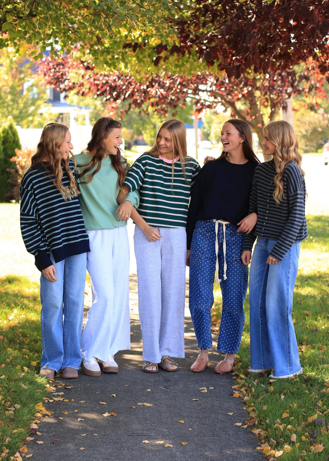 Polka Dot Denim Barrel Pants