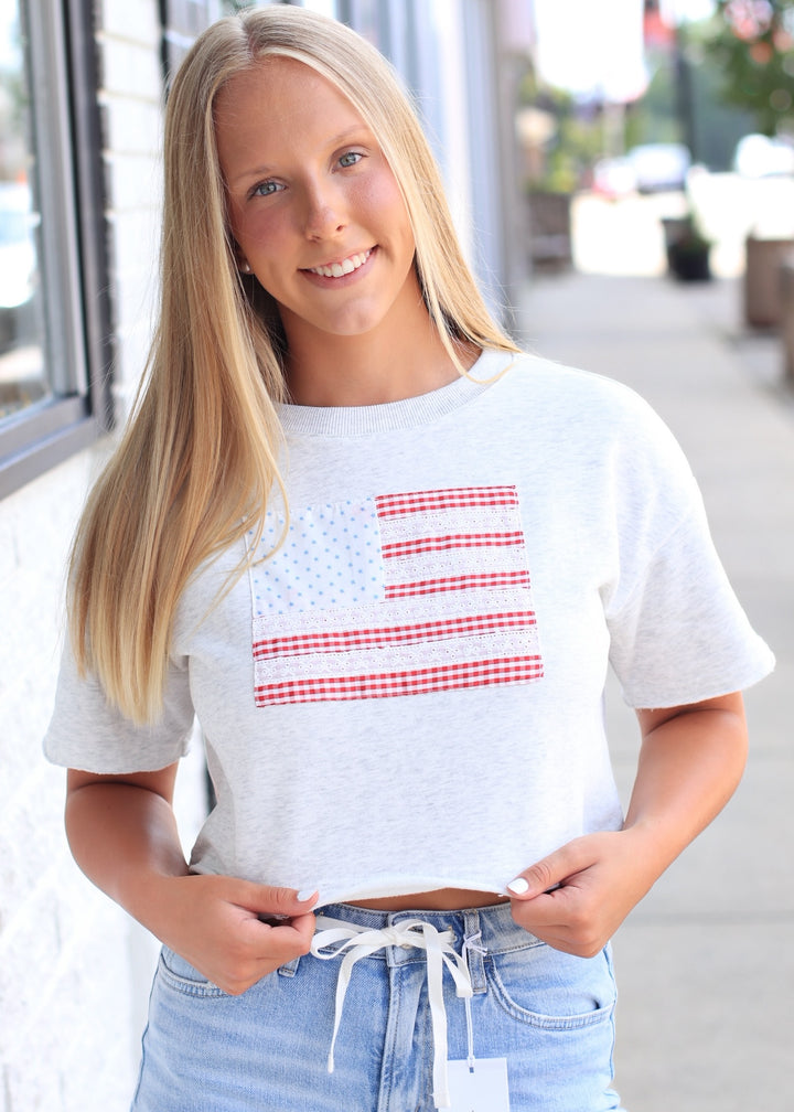American Flag Patch Top