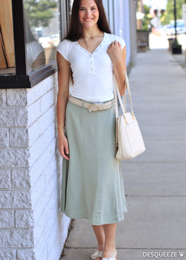 CLEARANCE FINAL SALE  The Olive Hour Midi Skirt