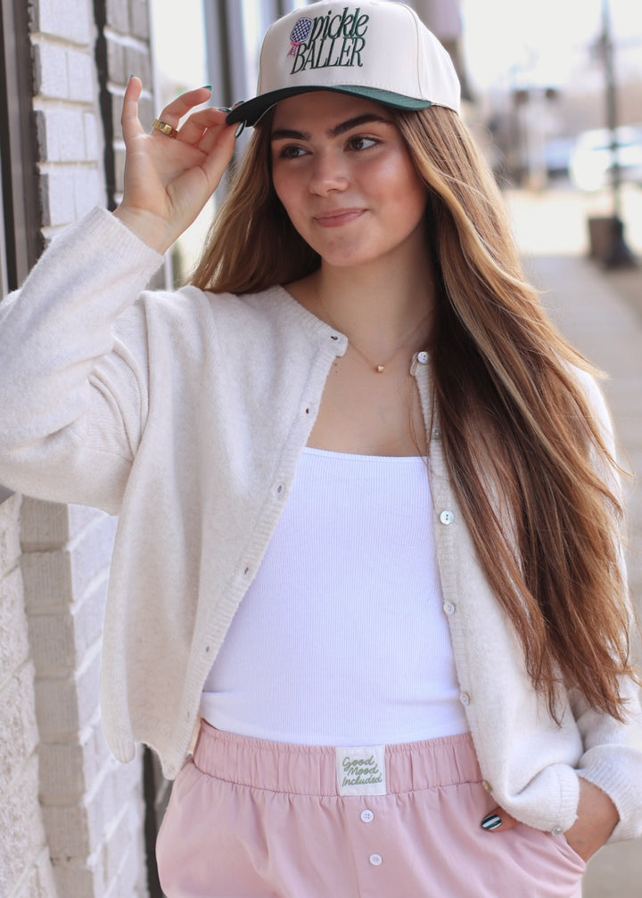 RESTOCK Ivory Ease Crew Neck Sweater Cardigan