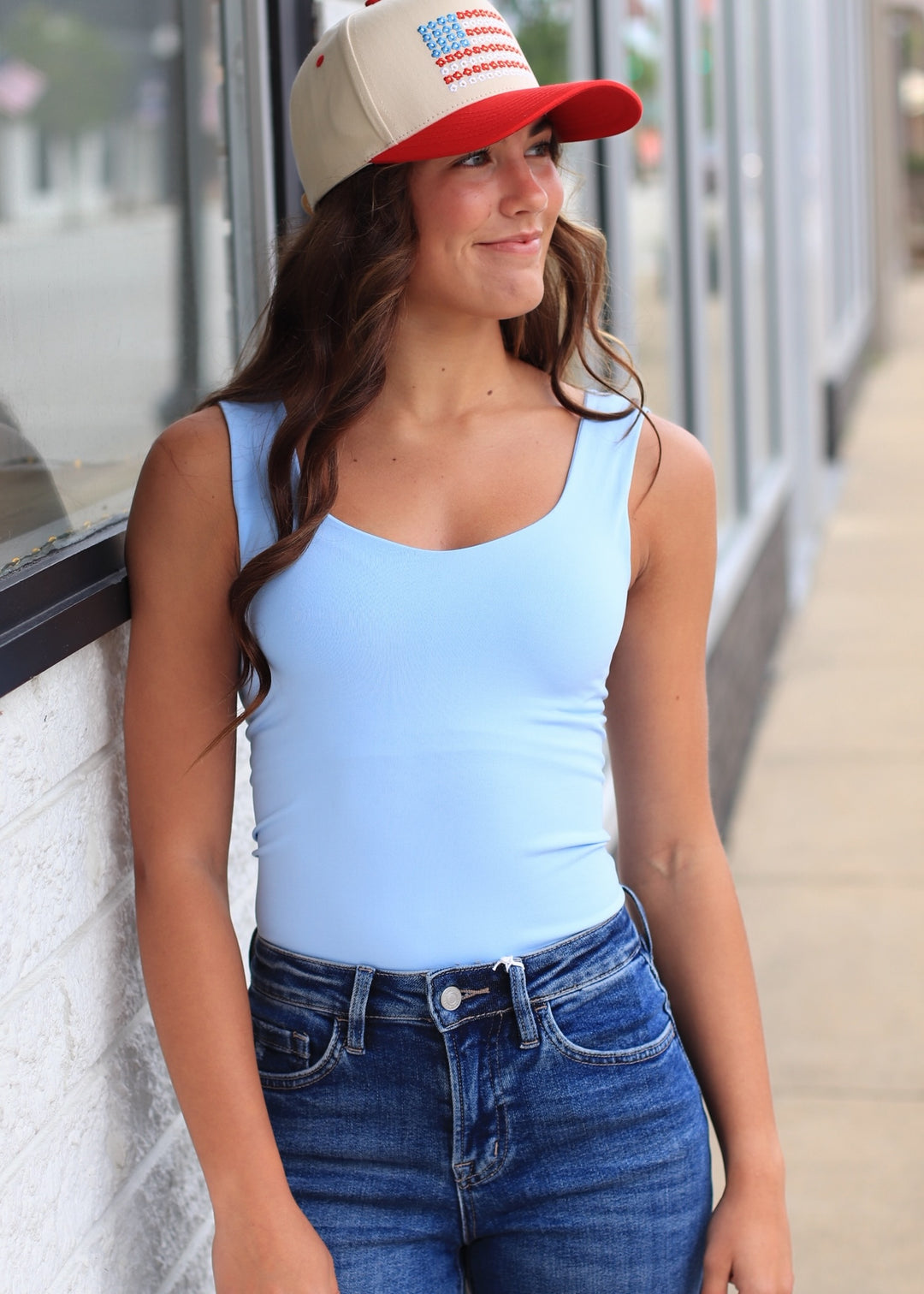 Clean Line Sweet Heart Tank in Serene Blue