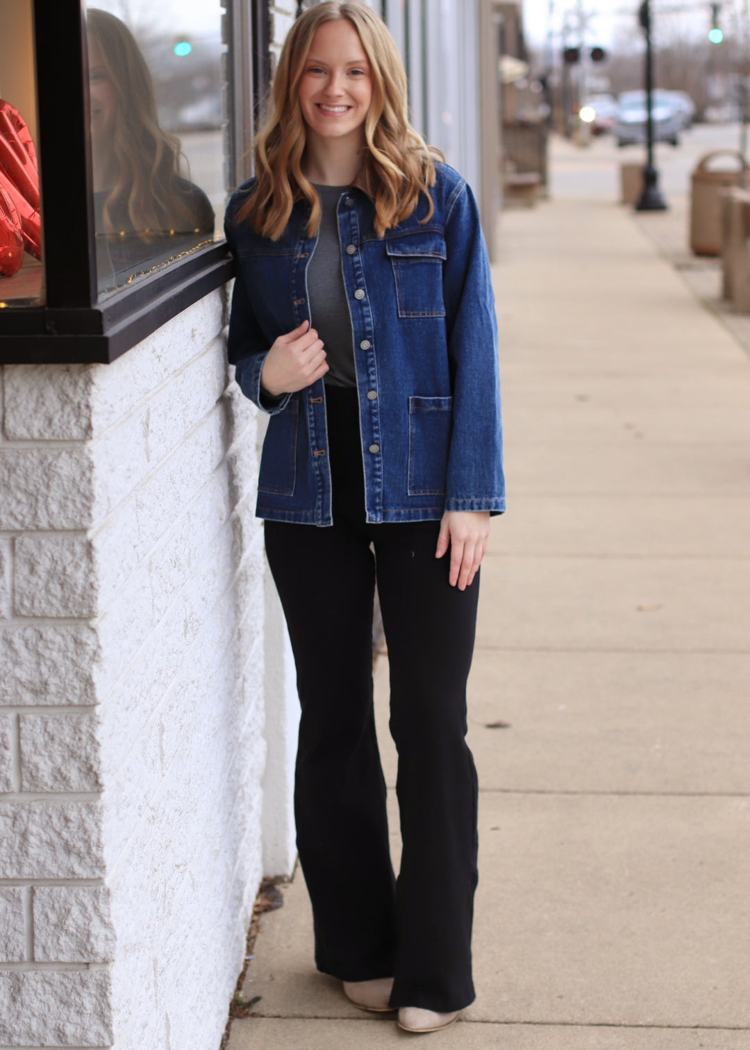 Pintuck Twill Flare Pants in Black