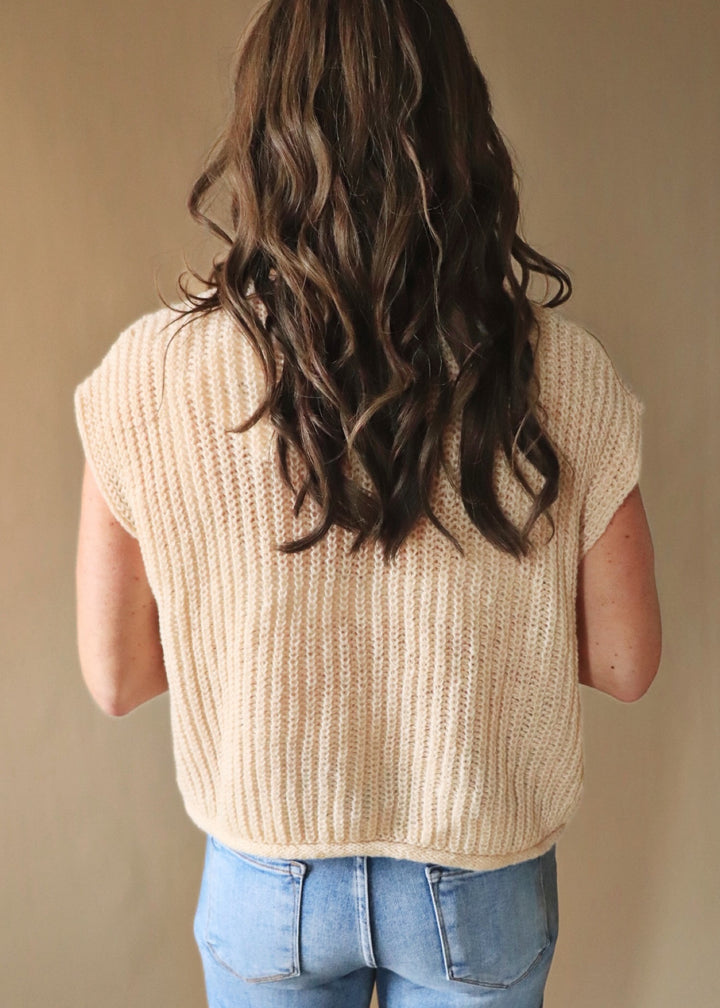 Oatmeal Big Metal Button Front Sweat Vest
