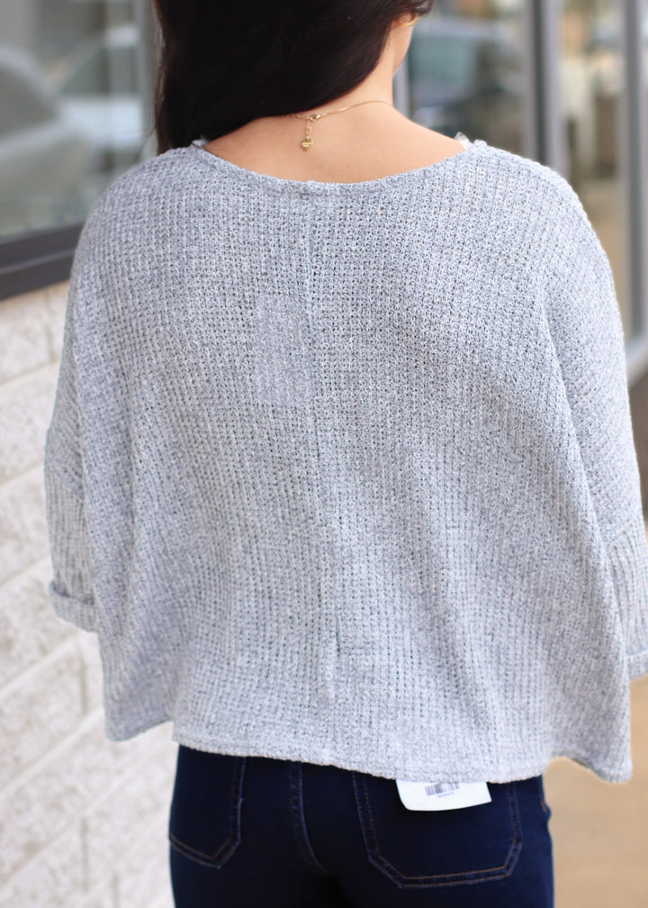 Gretchen Short Roll-Up Sleeve V-neck Top