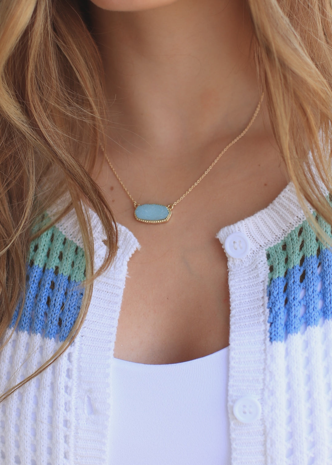 Mint Stone Charm Necklace
