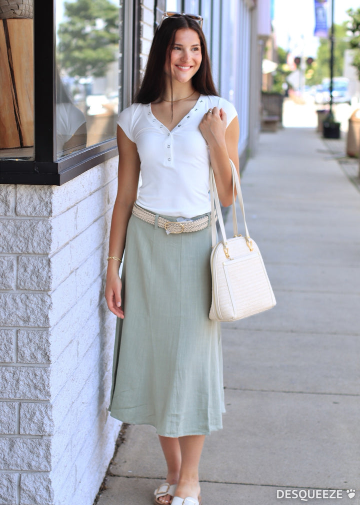 CLEARANCE FINAL SALE  The Olive Hour Midi Skirt