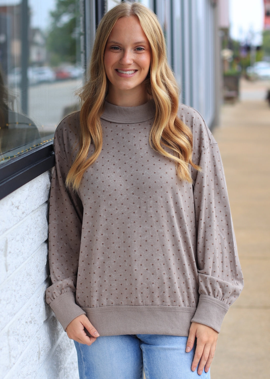 Oversized Vintage Washed Scuba Mini Dot Sweatshirt