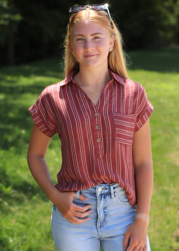 The Maren Burgundy Blouse