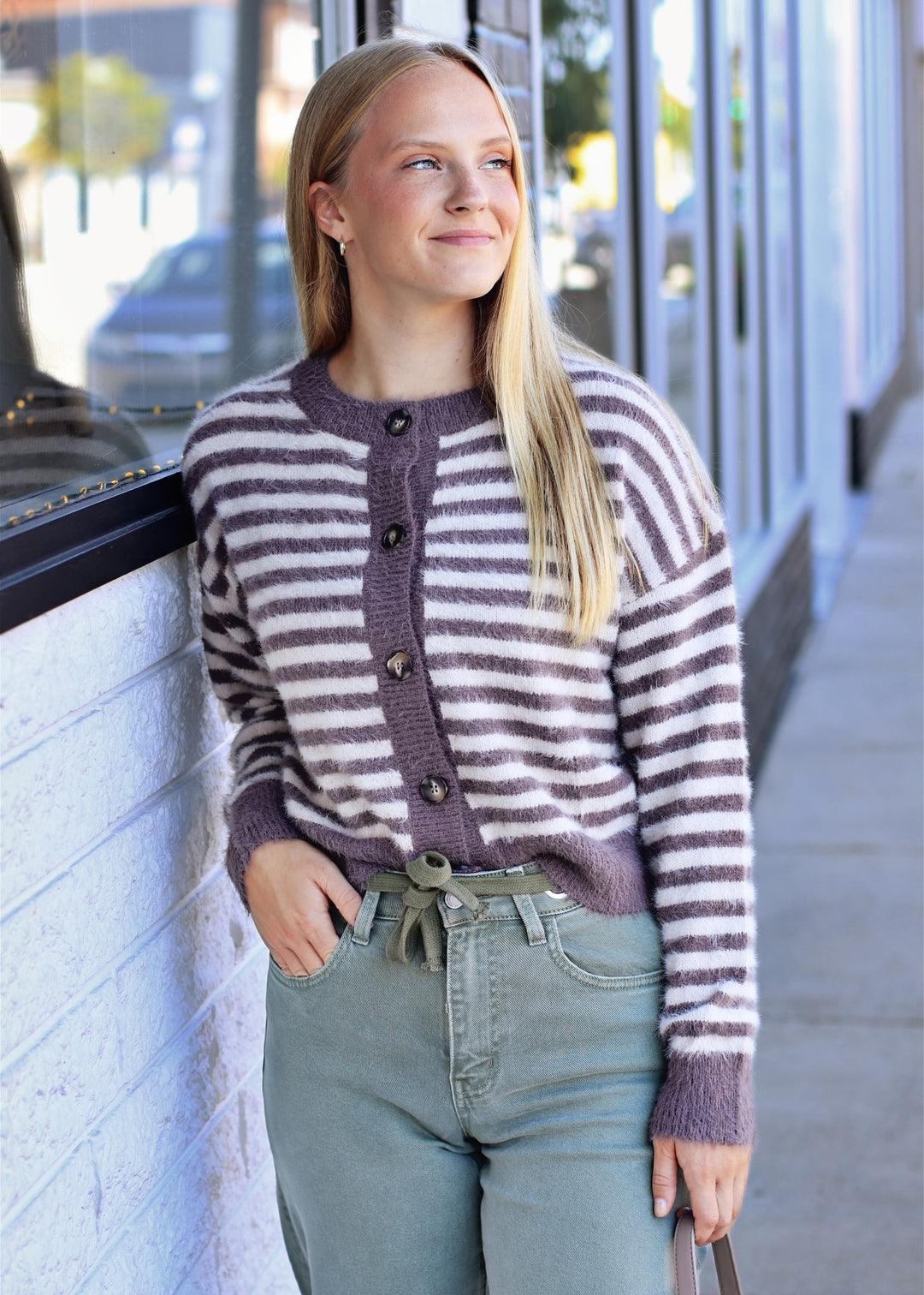Mocha Cloud Stripe Cardigan