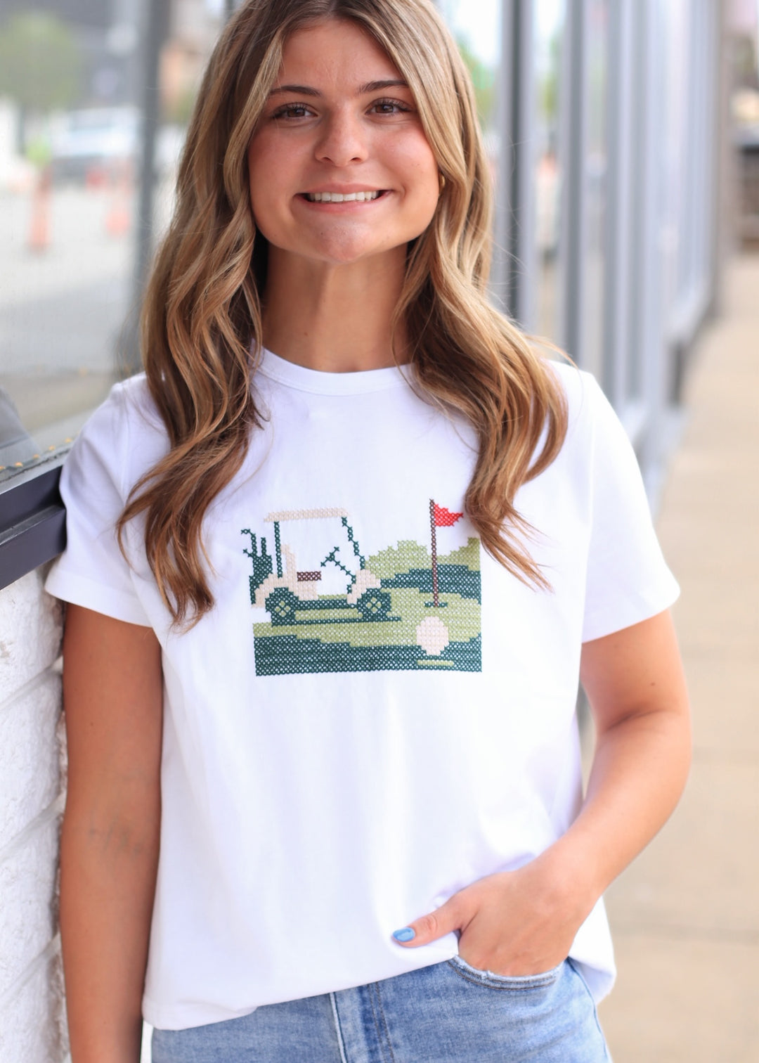 Golf Cart Embroidered Knit Tee