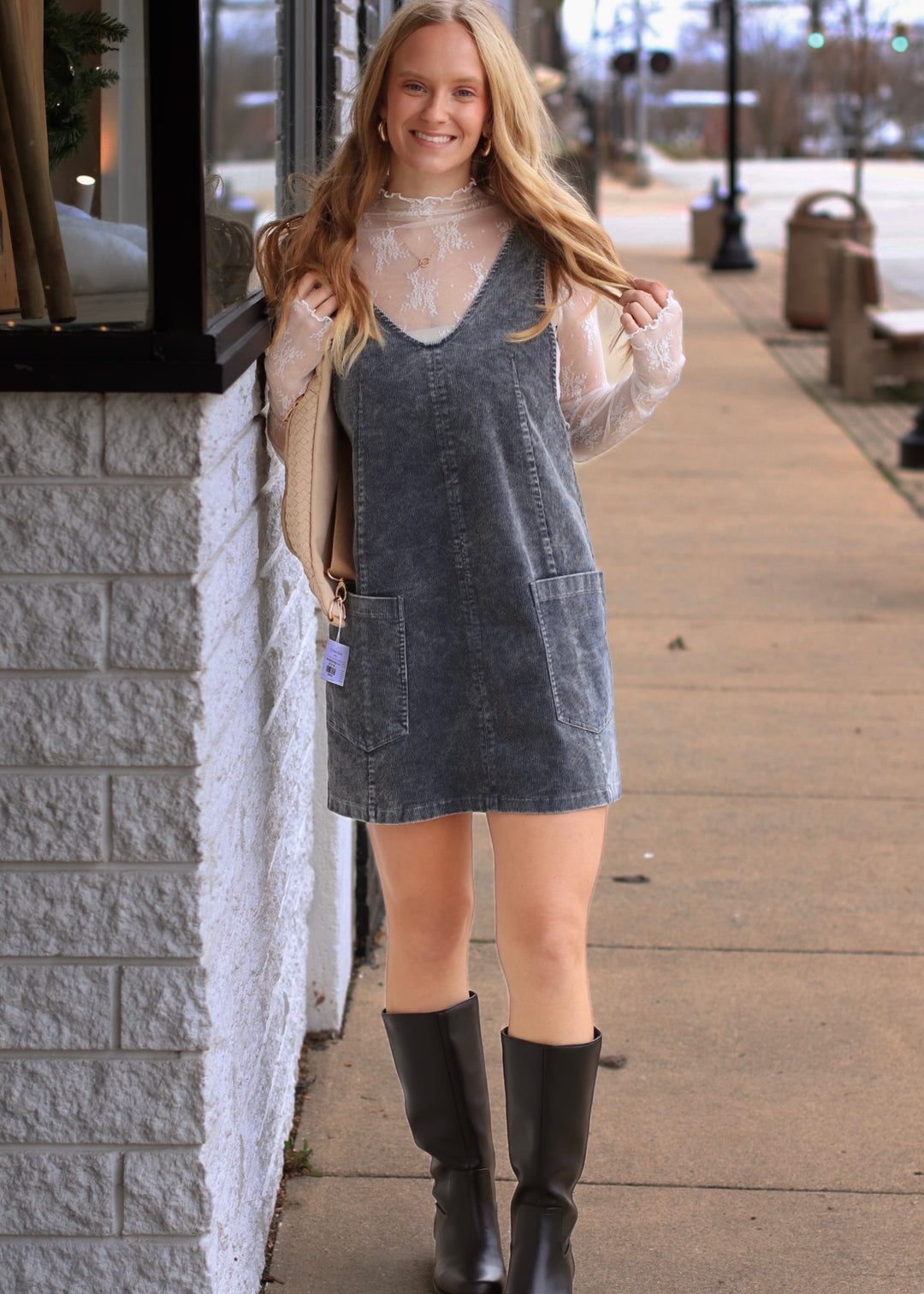 The Elara Lace Mock Neck