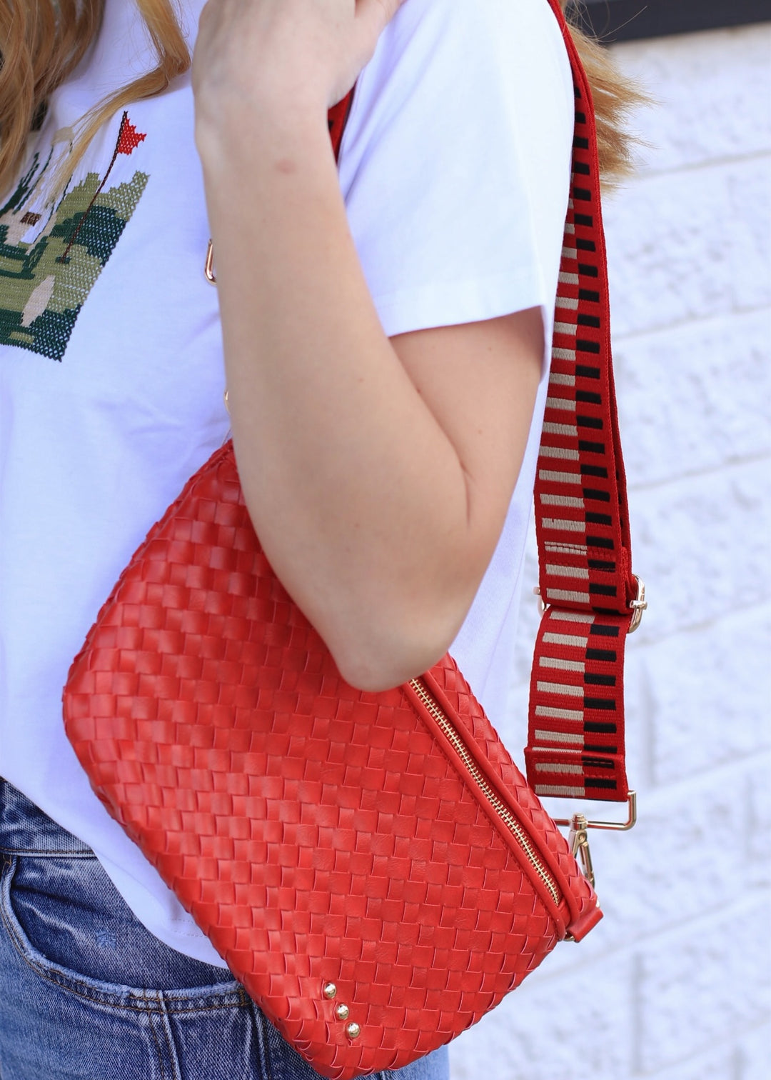 Westlyn Woven Bum Bag in Cherry Red