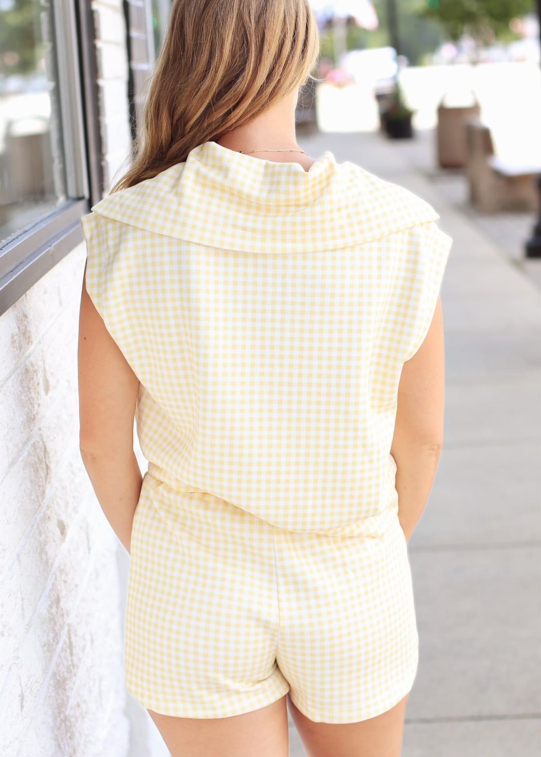 Gingham Zip Up Shorts in Yellow