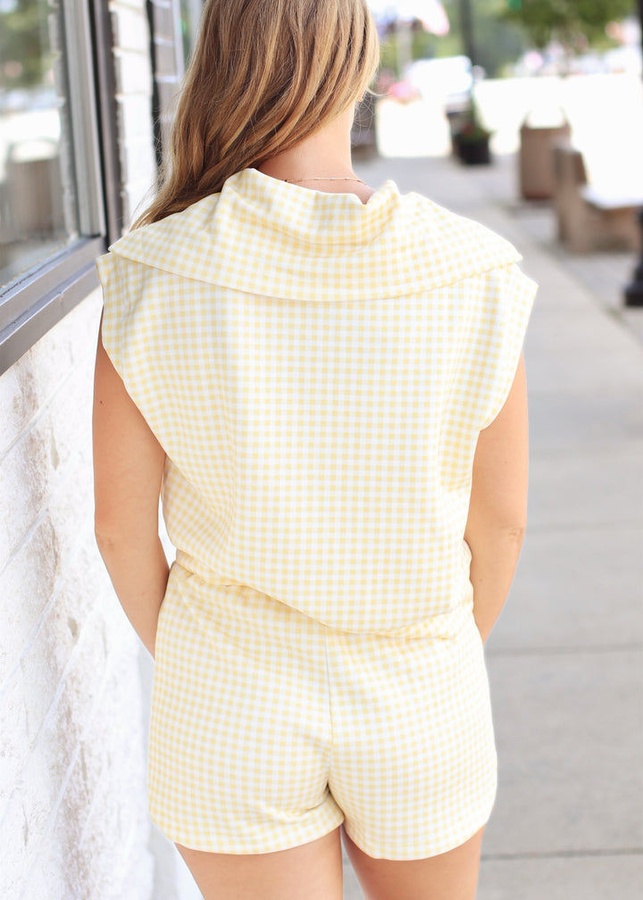 Gingham Zip Up Shorts in Yellow