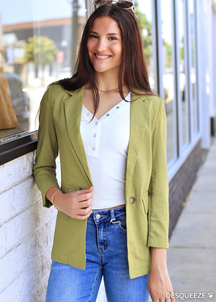 Restock Peacock 3/4 Cuff Collared Blazer