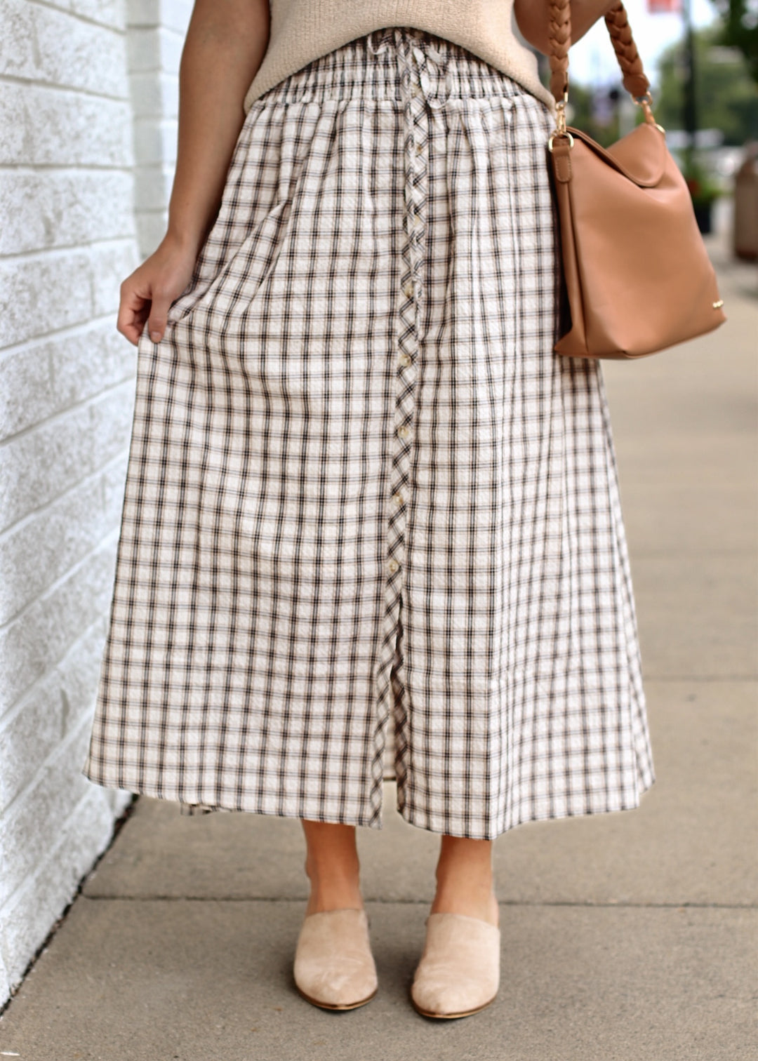 Prairie Check Midi Skirt