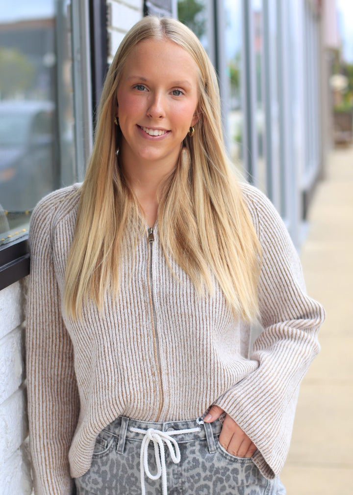 Relaxed Zipper Knit Cadigan