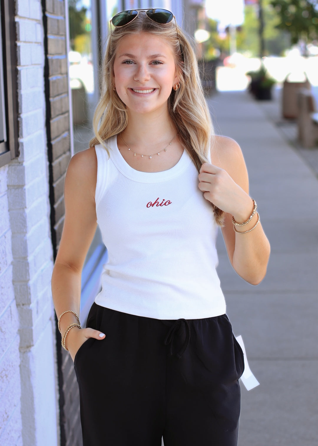 Ohio Script Ribbed Tank Top