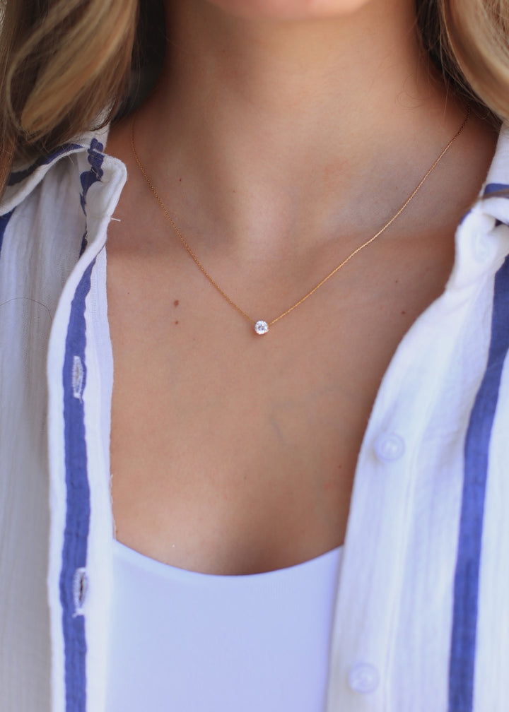 Ciara 18K Non-Tarnish Petite Round CZ Necklace