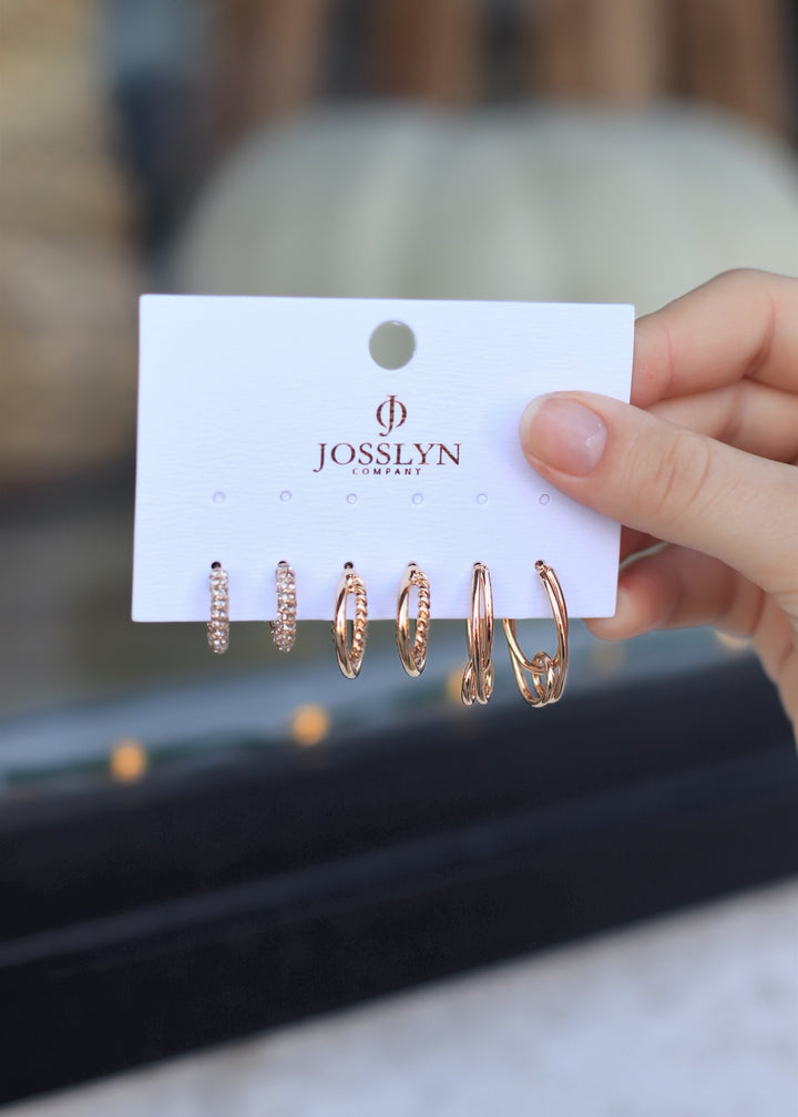 Gold-Tone Crystal Huggie Hoop Earring Set