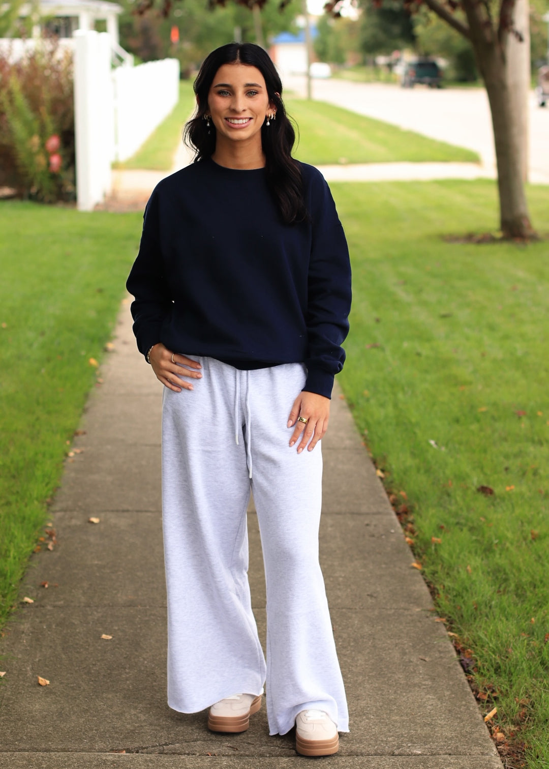 Fleece Basic Relaxed Fit Crew Neck in Deep Navy