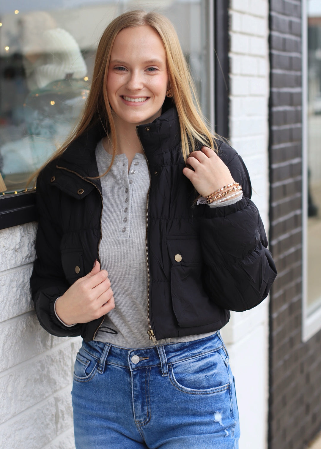 CLEARANCE FINAL SALE  CLEARANCE FINAL SALE  Beatrice Cropped Cargo Puffer Jacket