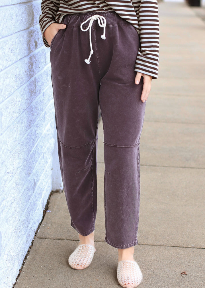 Mineral Wash Cropped Straight Leg Pants
