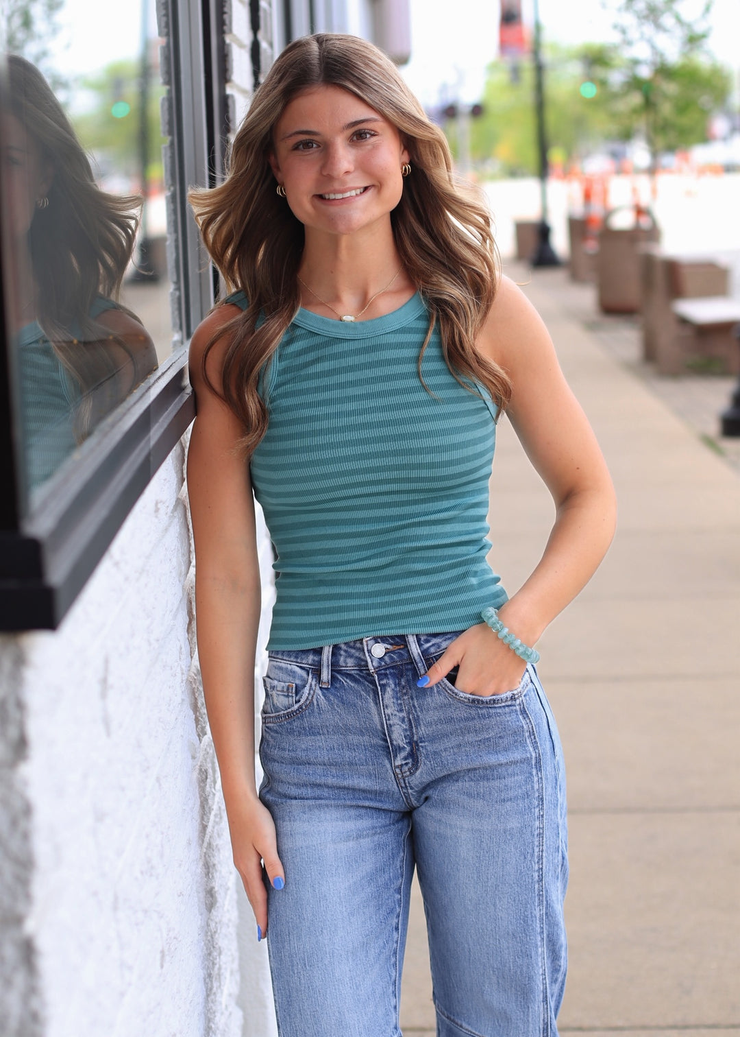 RESTOCK Reversible Tank Top in Dusty Teal