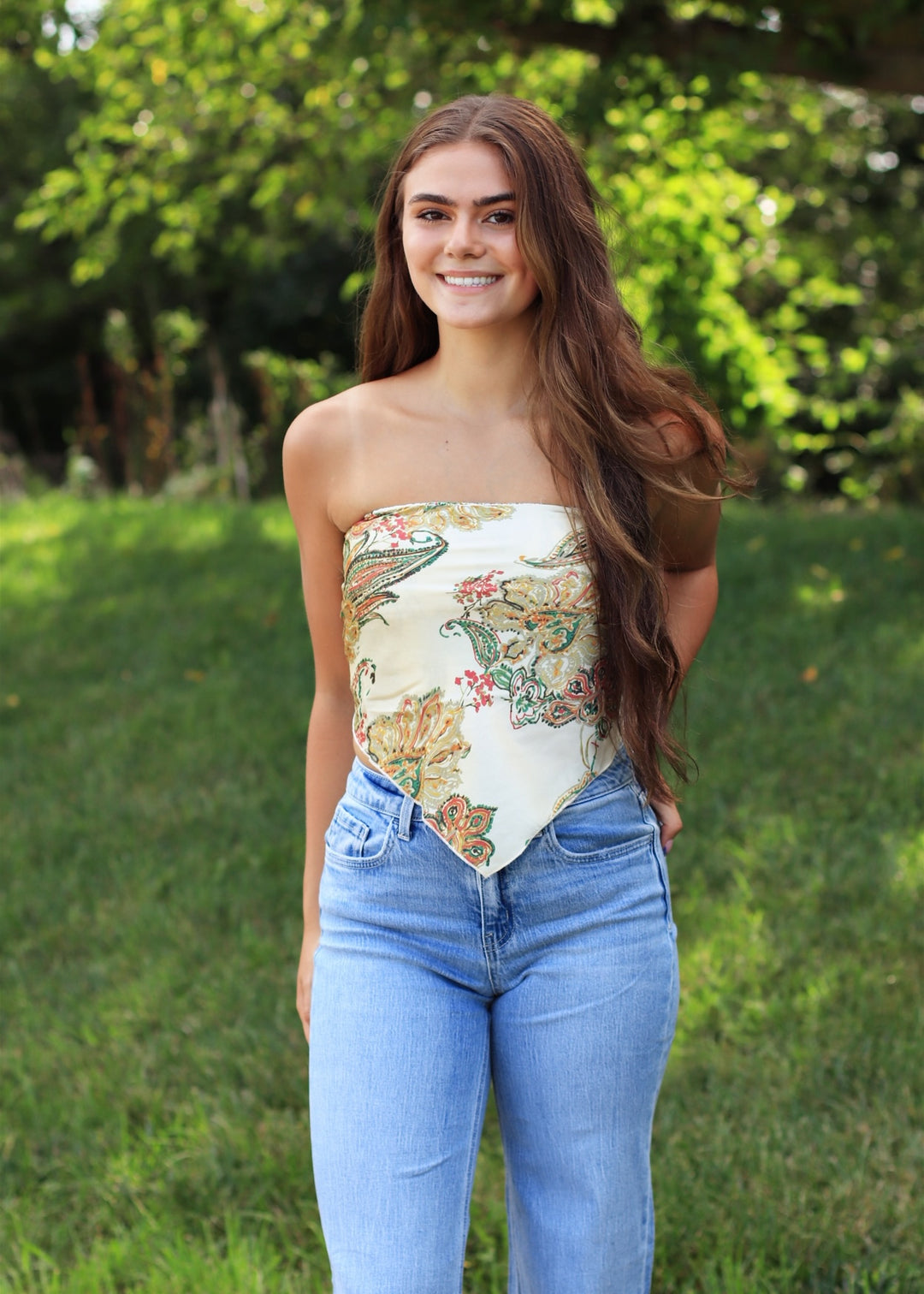 Paisly Satin Bandana Tube Top