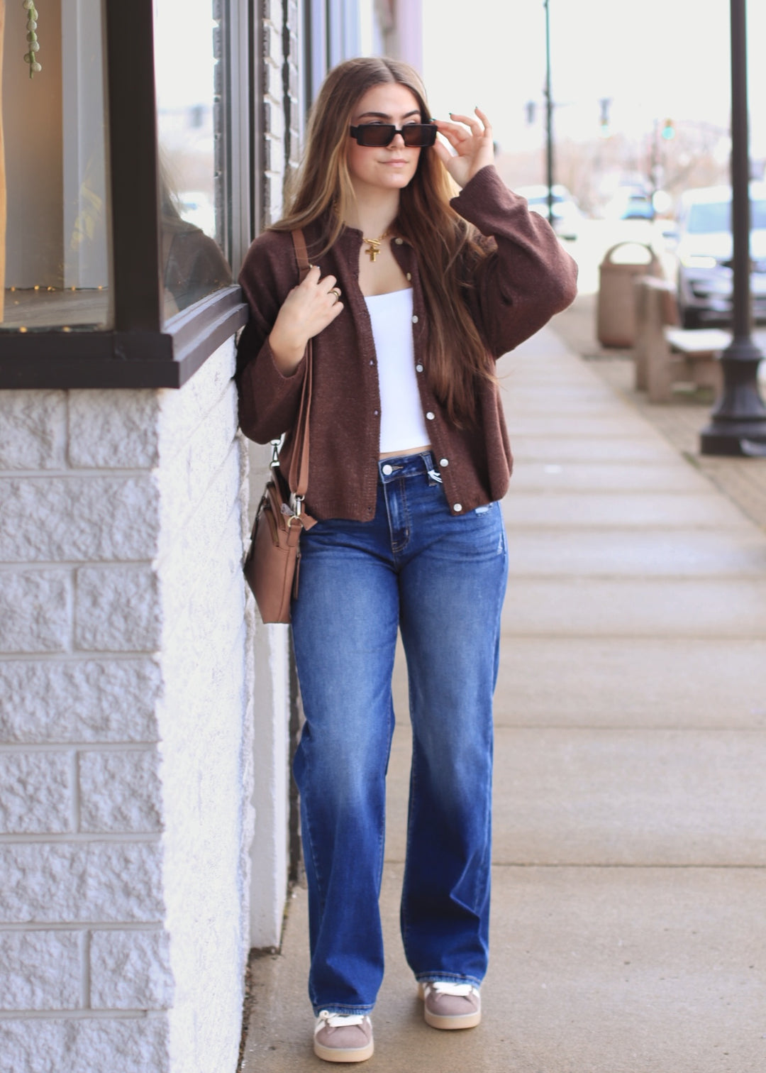 Chocolate Ease Crew Neck Sweater Cardigan