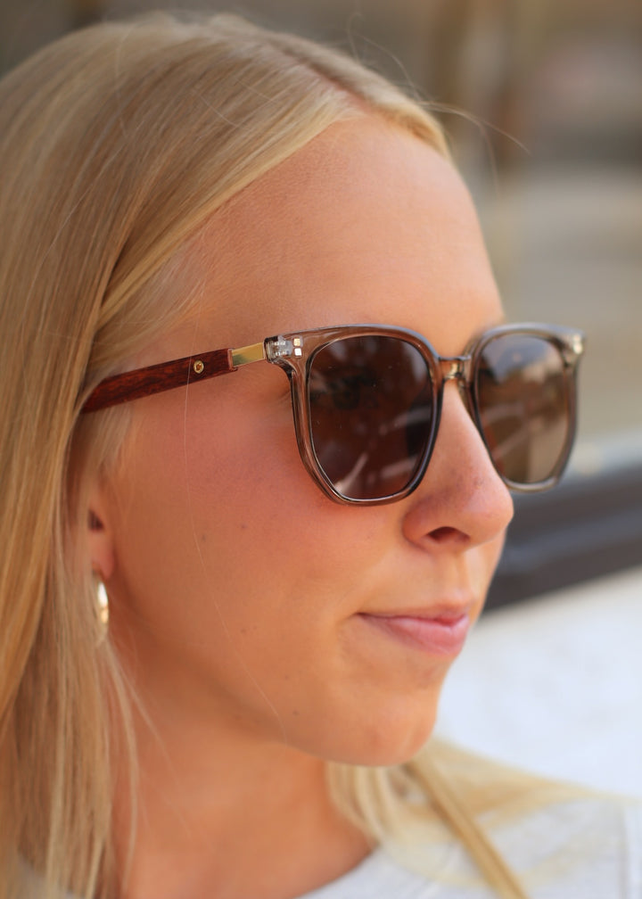 Wood Grain Square Sunglasses