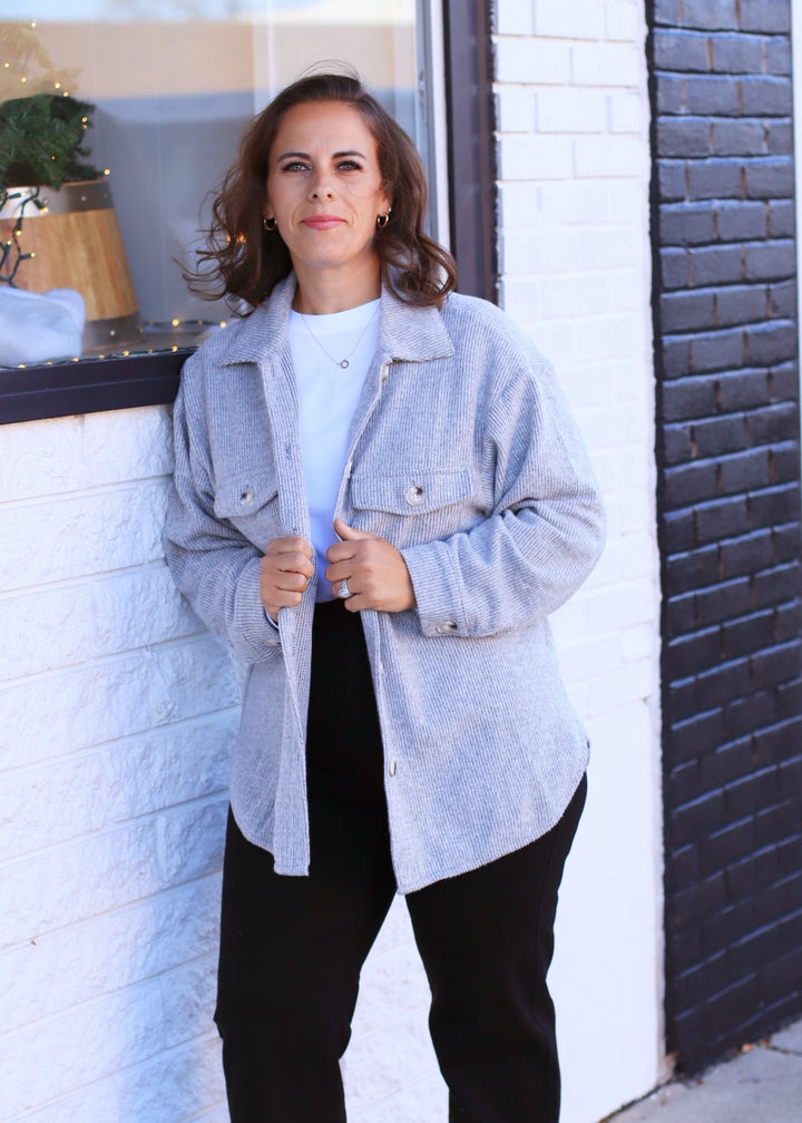 Fall Season Two Tone Shacket in Olive