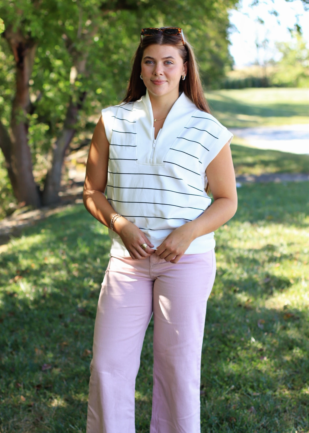 Dusty Pink Cotton Twill Wide Leg Ankle Pant