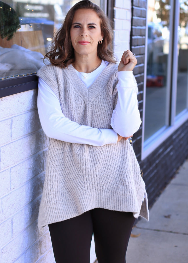 Buckled Oversized Sweater Vest