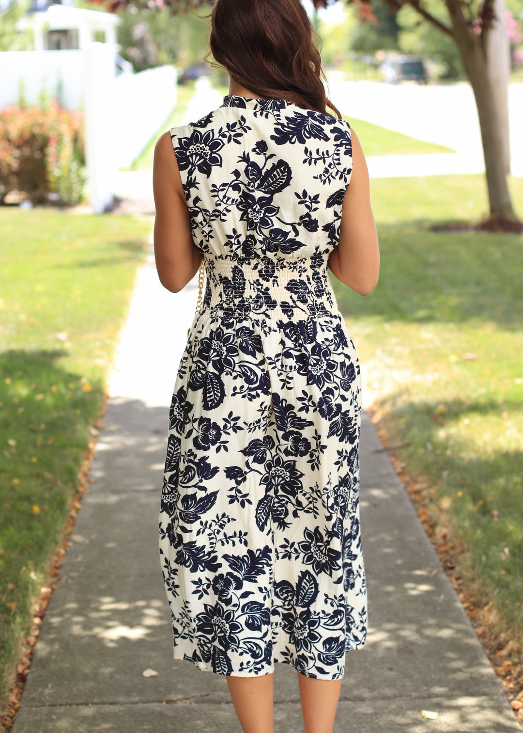 Paisley Charm Zip-Front Midi Dress