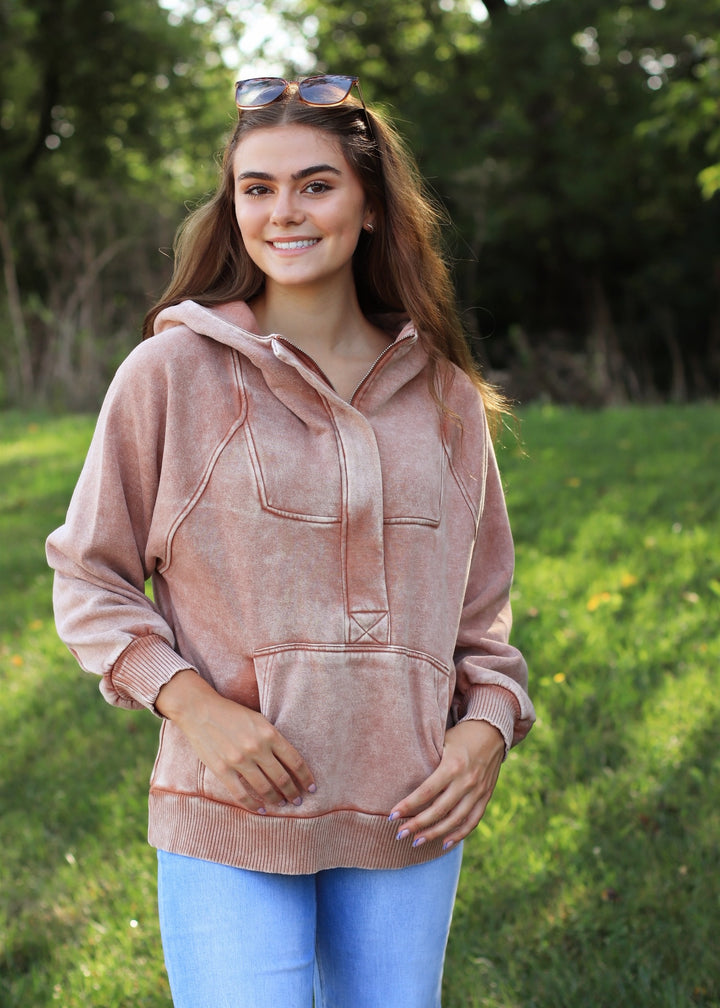 Autumn Rust Acid Wash Fleece Oversized