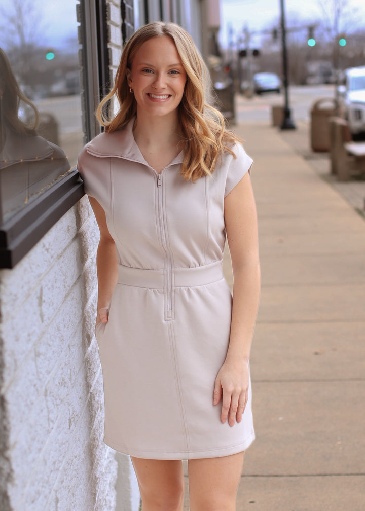 Modal Scuba Luxe Half Zip Mini Dress