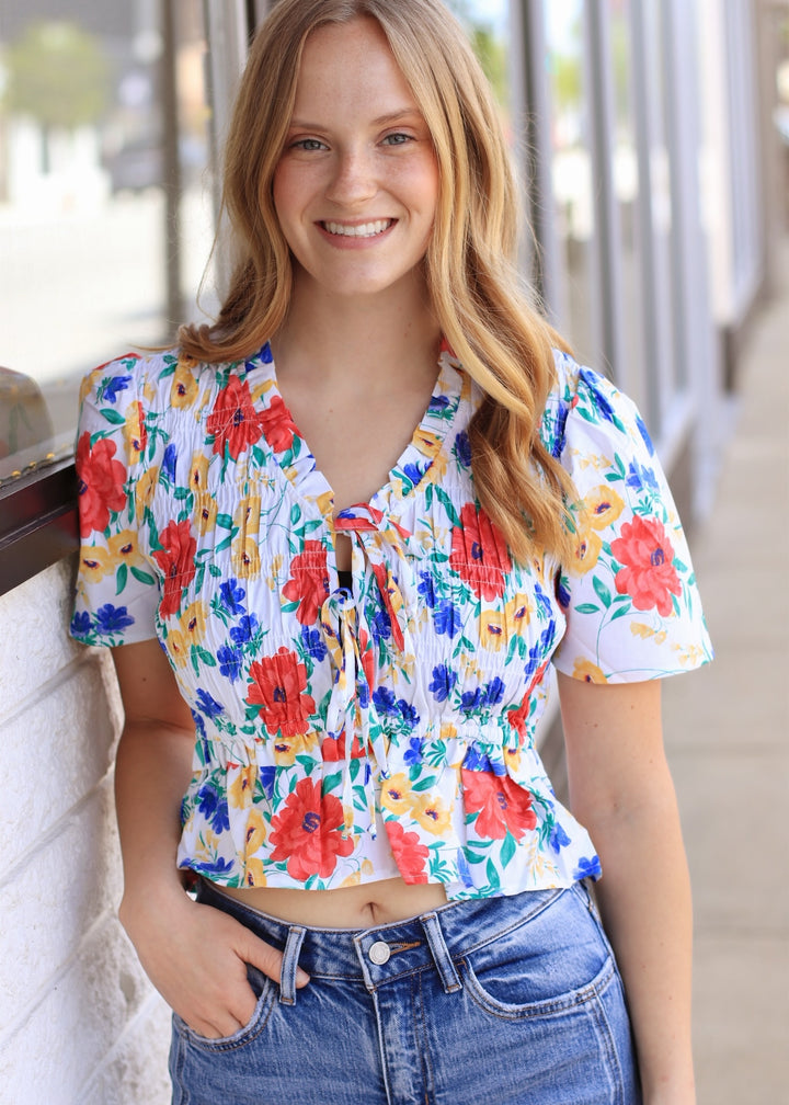 Elowyn Bloom Ruffle Tie Blouse
