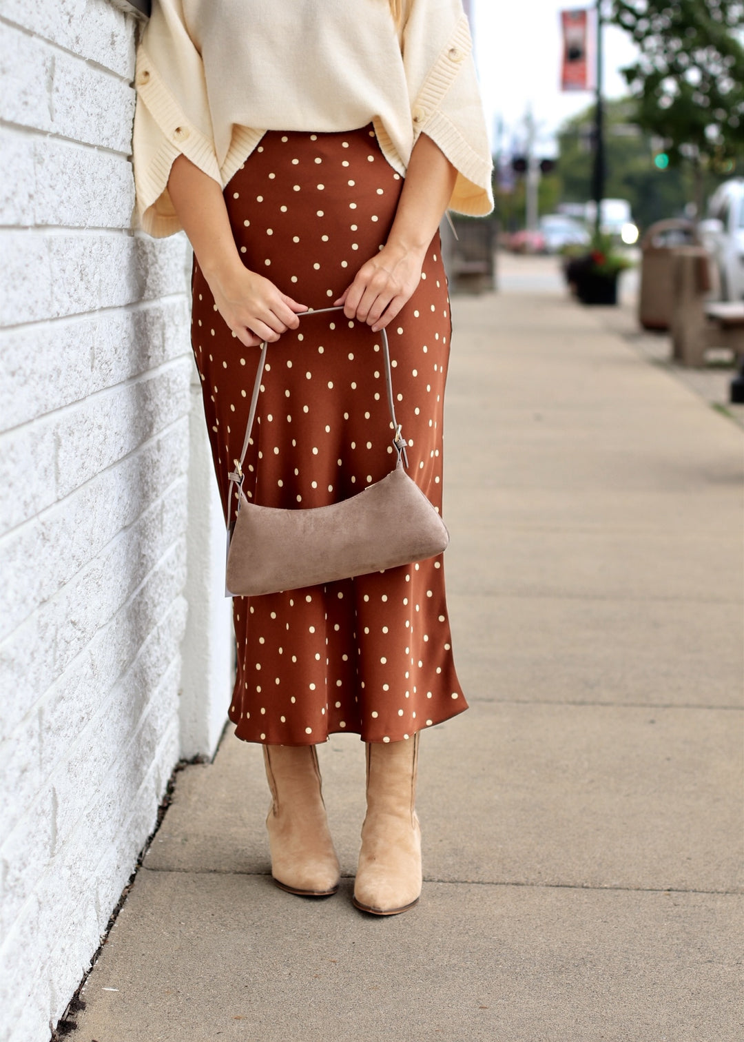 Faux Suede Shoulder Bag
