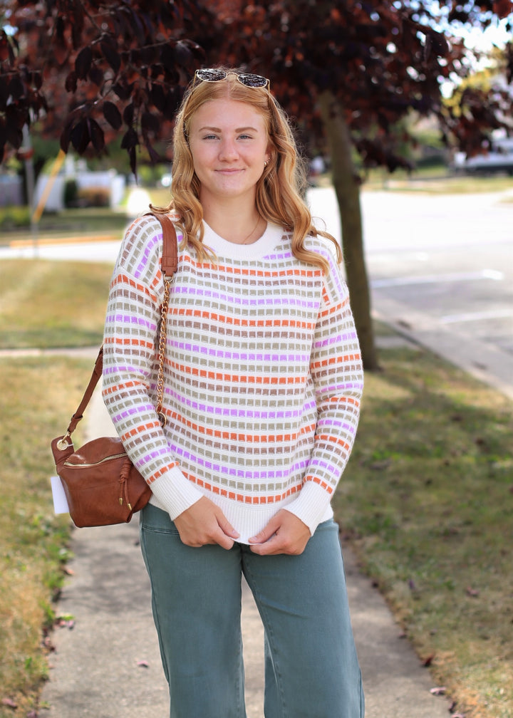 The Sunset Stroll Multi-Color Striped Pullover