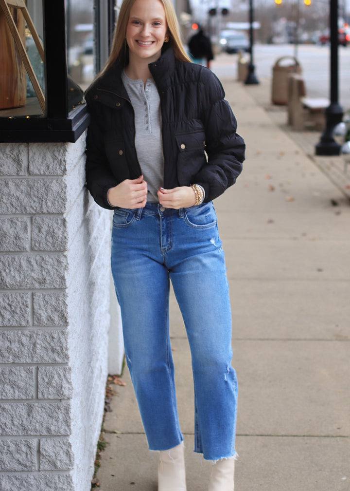 CLEARANCE FINAL SALE  CLEARANCE FINAL SALE  Beatrice Cropped Cargo Puffer Jacket