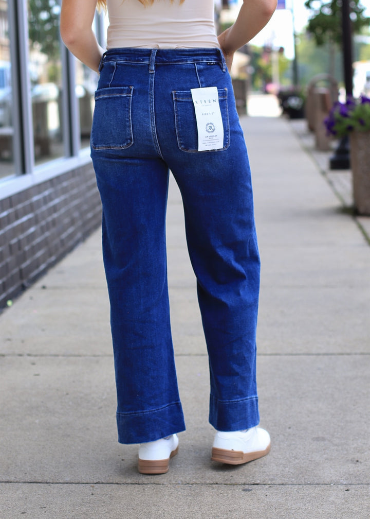 The Colette Crop High Rise Patch Pocket Crop Denim